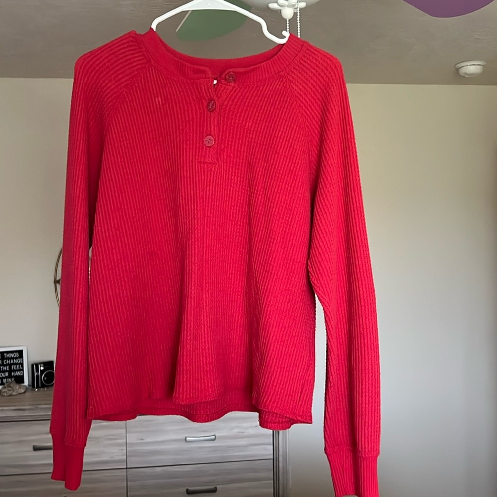 Red Waffle Sweater